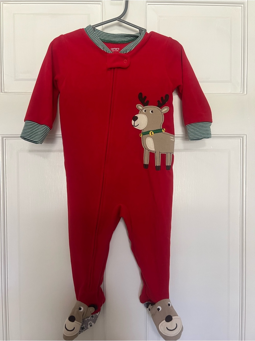Carter's Red Reindeer Footed One-Piece